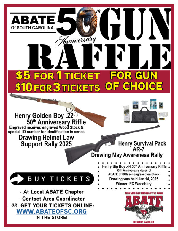 50th Anniversary of ABATE of SC Gun Raffle