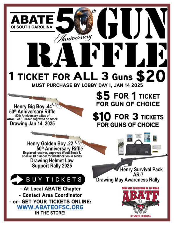 50th Anniversary of ABATE of SC Gun Raffle